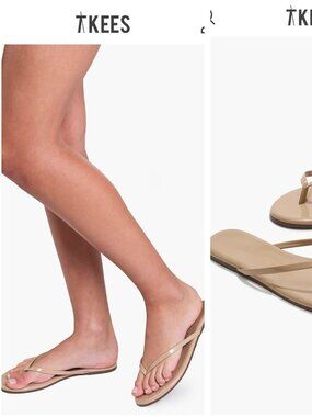 TKEES Nude Leather Flip Flops Sandals Size 10/EU 41 Minimalist Beige Thong Flats